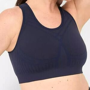LANE BRYANT LIVI ACTIVE 22/24 Navy Wireless Medium-Impact Seamless Sports Bra‎